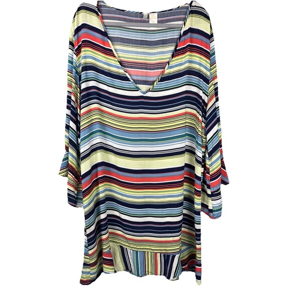 Anne Cole Swim Set One Piece Swimsuit Matching Mini Dress CoverUp Stripes 16 XL - Picture 3 of 10